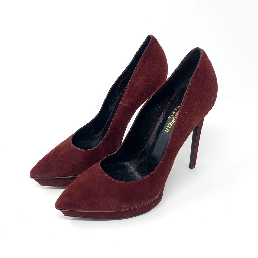 Yves Saint Laurent Burgundy Janis Platform Pumps